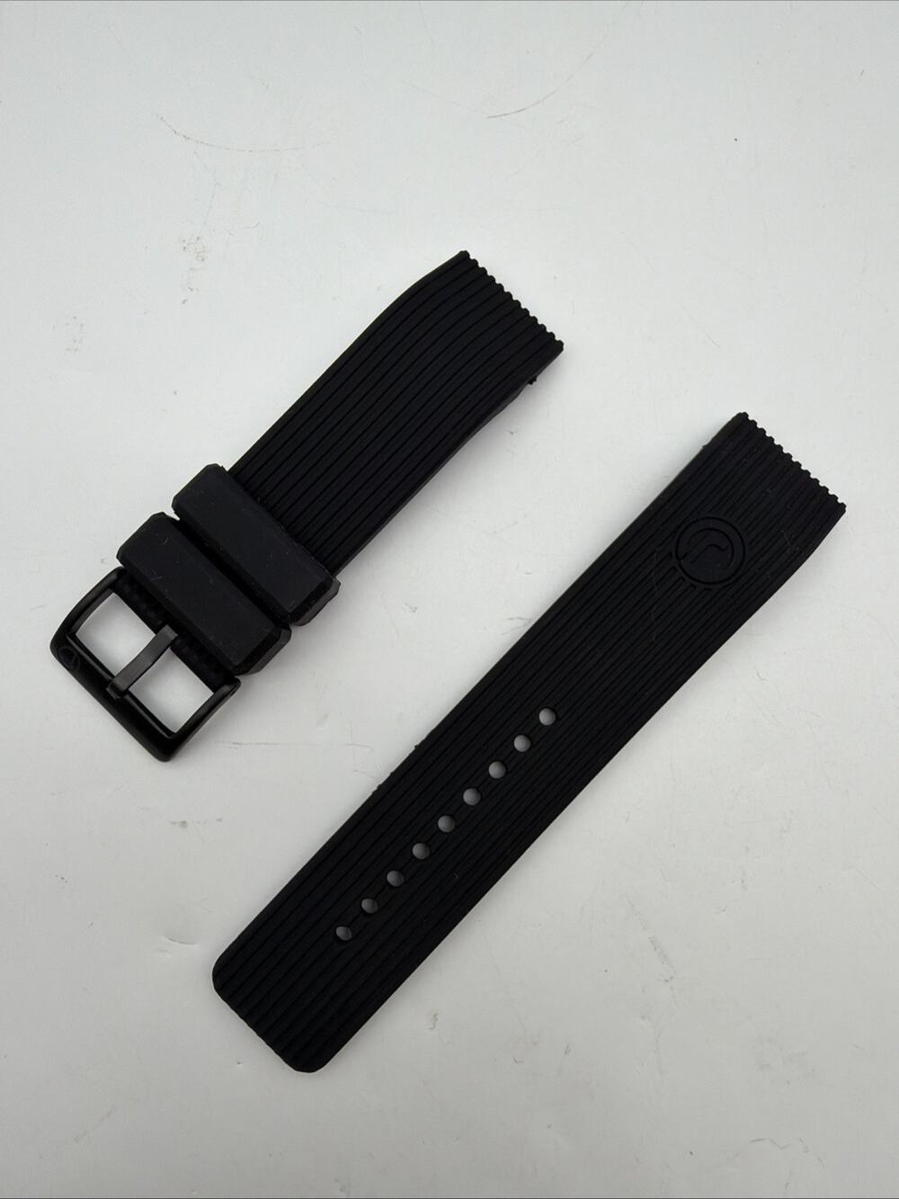 Redline Watch Black Rubber Strap Band With Black Buckle 24mm